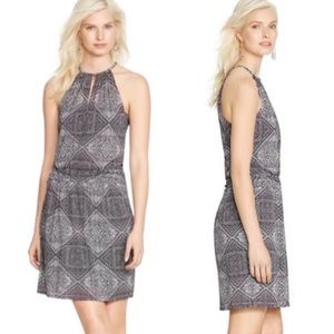 White House Black Market sleeveless halter dress with geometric pattern